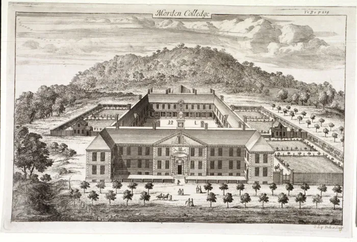 Framed Print : Bird s-eye view of Morden College, Greenwich, London, c1710. Artist: Johannes Kip