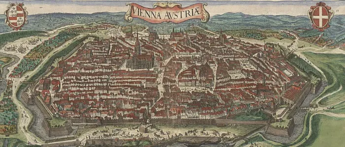 Framed Print : Bird s-eye view of Vienna from North, 1609. Artist: Hoefnagel, Jacob (1575-c. 1630) Framed Print : Bird s-eye view of Vienna from North, 1609. Artist: Hoefnagel, Jacob (1575-c. 1630)