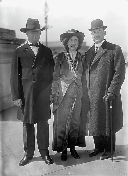 Bird Segle McGuire with Rep. J.S. Davenport, left, and Mrs. McGuire, 1913. Creator: Harris & Ewing. Bird Segle McGuire with Rep. J.S. Davenport, left, and Mrs. McGuire, 1913. Creator: Harris & Ewing