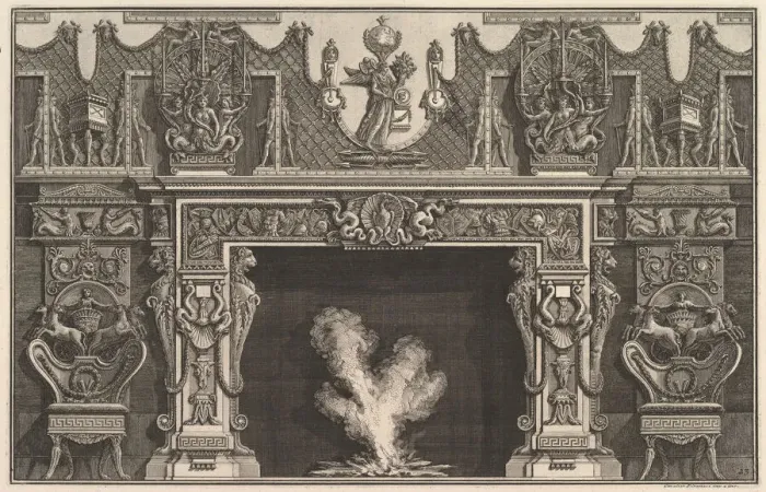 Framed Print : Bird in shell at the center of the lintel, with a frieze of trophies, surmounted by an Framed Print : Bird in shell at the center of the lintel, with a frieze of trophies, surmounted by an