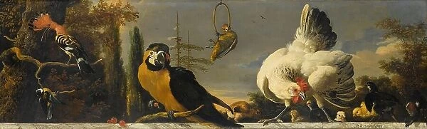 Birds on a Balustrade, c.1680-c.1690. Creator: Melchior d'Hondecoeter