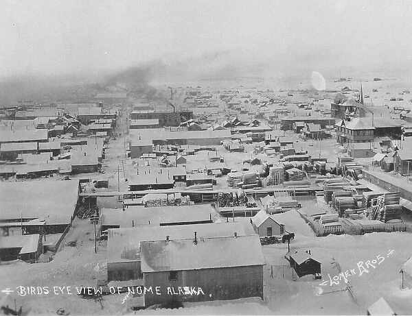 Bird's eye view of Nome with snow, between c1900 and c1930. Creator: Lomen Brothers
