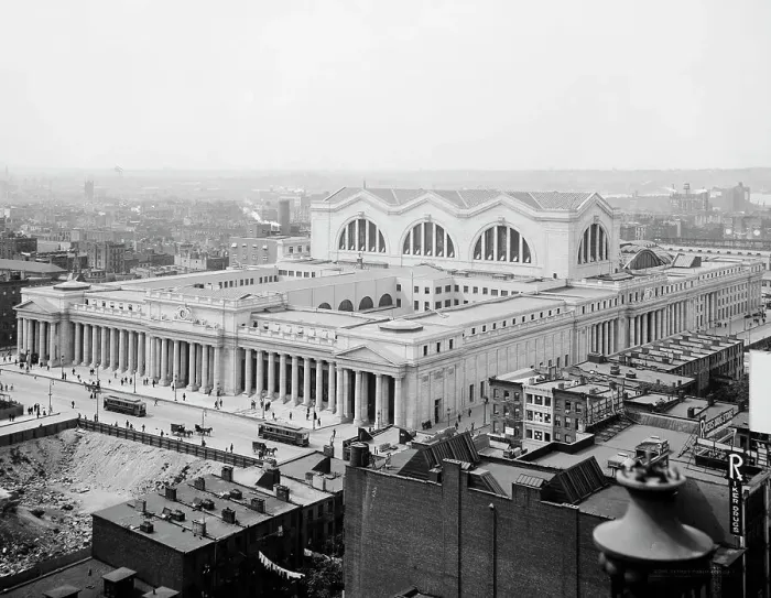 Framed Print : Bird's-eye view, Penn. [i.e. Pennsylvania] Station, New York City, c.between 1910 and 1920. Creator: Unknown