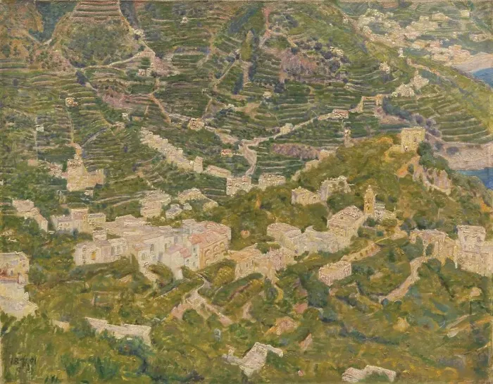 Framed Print : Bird's Eye View from Ravello towards Torello, 1891. Creator: Kristian Zahrtmann Framed Print : Bird's Eye View from Ravello towards Torello, 1891. Creator: Kristian Zahrtmann