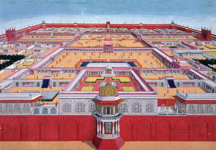 Framed Print : A bird's-eye view of the Red Fort at Delhi from the east, India, c1780-c1790. Creator: Anon. A bird's-eye view of the Red Fort at Delhi from the east, India, c1780-c1790 Framed Print : A bird's-eye view of the Red Fort at Delhi from the east, India, c1780-c1790. Creator: Anon. A bird's-eye view of the Red Fort at Delhi from the east, India, c1780-c1790