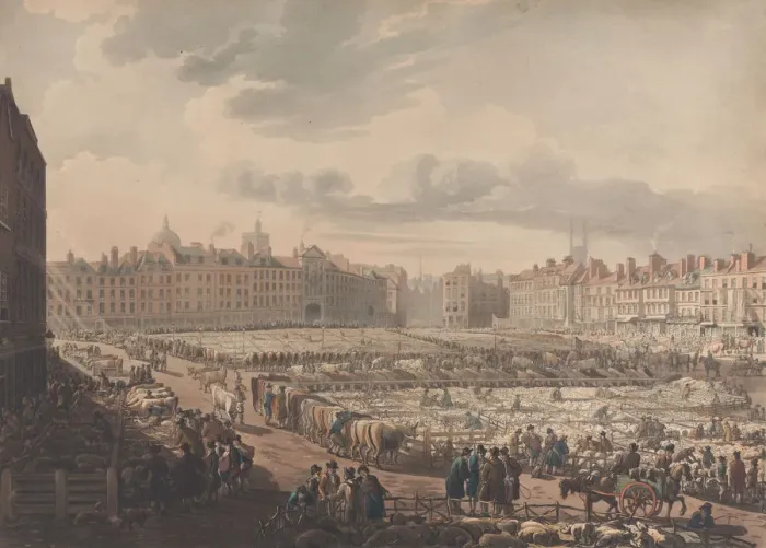 Framed Print : A Birds Eye View of Smithfield Market, Taken from the Bear & Ragged Staff, Jan Framed Print : A Birds Eye View of Smithfield Market, Taken from the Bear & Ragged Staff, Jan