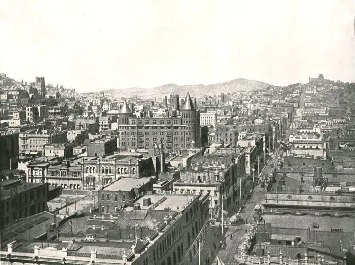 Framed Print : Birds eye view from the tower of the Chronicle Building, San Francisco, USA, 1895 Framed Print : Birds eye view from the tower of the Chronicle Building, San Francisco, USA, 1895