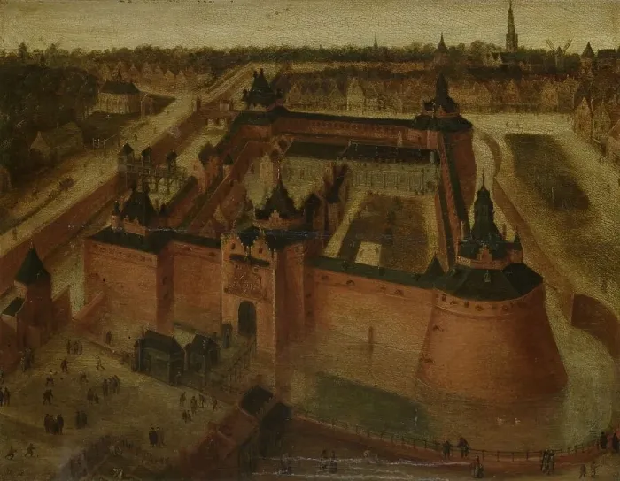 Framed Print : Bird's-eye View of the Vredenburg (Vredeborch) Castle in Utrecht, c.1550-c.1599. Creator: Anon Framed Print : Bird's-eye View of the Vredenburg (Vredeborch) Castle in Utrecht, c.1550-c.1599. Creator: Anon