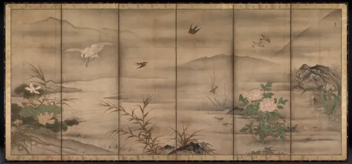 Framed Print : Birds and Flowers in a Landscape of the Four Seasons, second half of the 1500s. Creator Framed Print : Birds and Flowers in a Landscape of the Four Seasons, second half of the 1500s. Creator