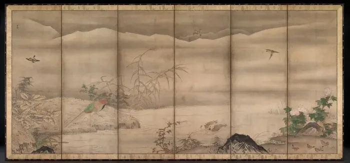 Framed Print : Birds and Flowers in a Landscape of the Four Seasons, second half of the 1500s. Creator Framed Print : Birds and Flowers in a Landscape of the Four Seasons, second half of the 1500s. Creator