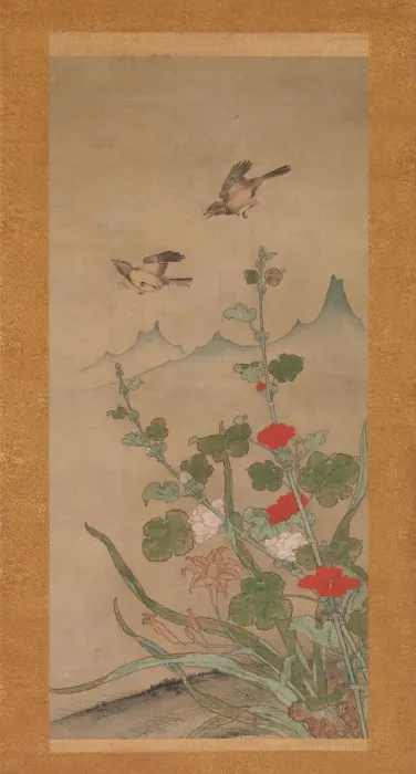 Framed Print : Birds and Flowers of Summer and Autumn, mid-16th century. Creator: Shikibu Terutada Framed Print : Birds and Flowers of Summer and Autumn, mid-16th century. Creator: Shikibu Terutada