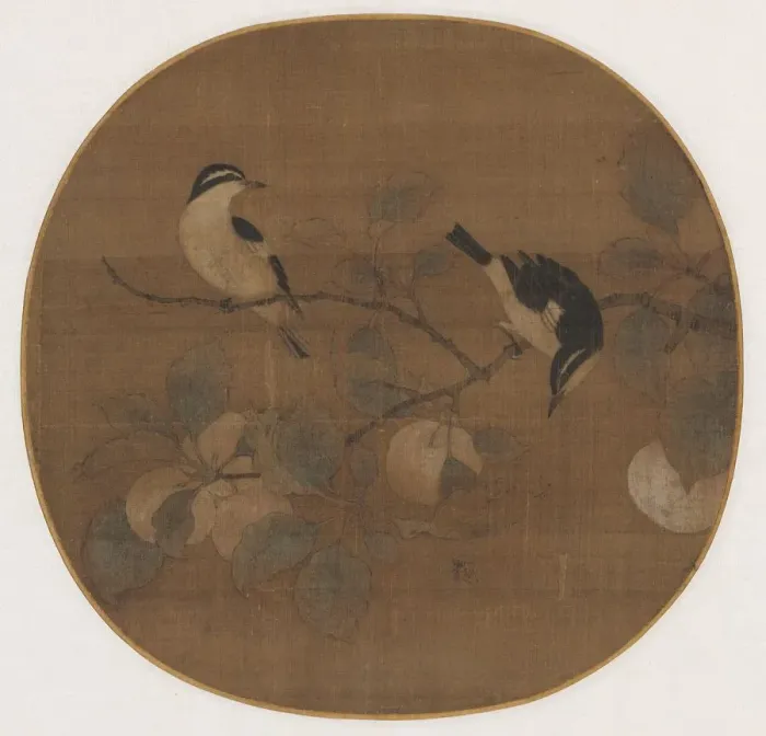 Framed Print : Birds on a Peach Branch, 12th Century. Creator: Unknown Framed Print : Birds on a Peach Branch, 12th Century. Creator: Unknown