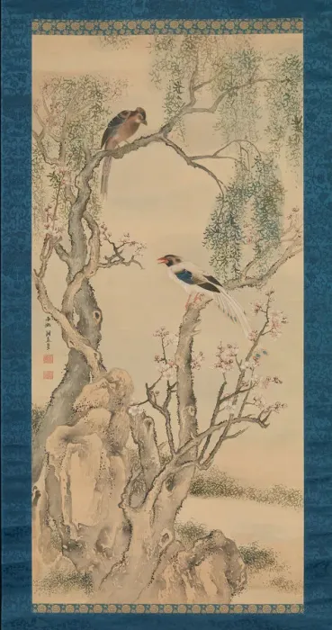 Framed Print : Birds in Willows and Blossoming Peach Tree. Creator: Yosa Buson Framed Print : Birds in Willows and Blossoming Peach Tree. Creator: Yosa Buson