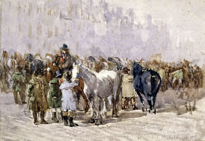 Framed Print : The Birmingham Horse Fair, 1841-49. Creator: David Cox the Elder Framed Print : The Birmingham Horse Fair, 1841-49. Creator: David Cox the Elder