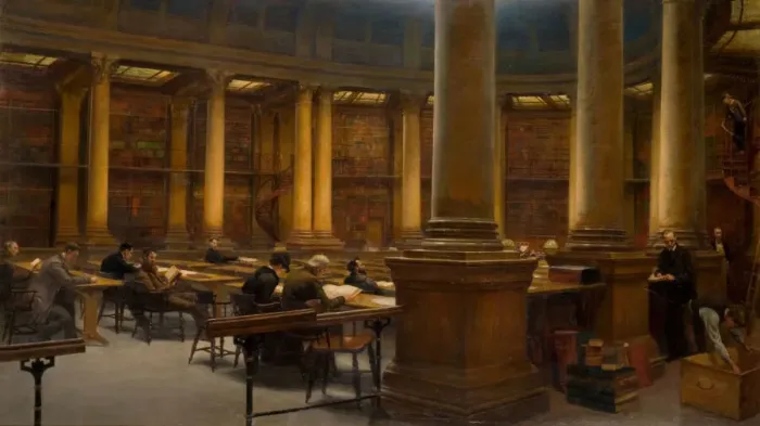 Framed Print : Birmingham Reference Library - The Reading Room, 1881. Creator: Edward R Taylor Framed Print : Birmingham Reference Library - The Reading Room, 1881. Creator: Edward R Taylor