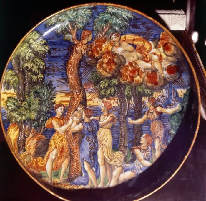 Framed Print : Birth of Adonis, Ovid: Metamorpheses X, Italian Earthenware Dish, 1541. Artist: Francesco Durantino Framed Print : Birth of Adonis, Ovid: Metamorpheses X, Italian Earthenware Dish, 1541. Artist: Francesco Durantino