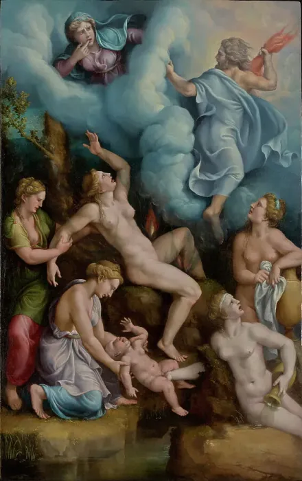 Framed Print : The Birth of Bacchus, about 1530s. Creator: Giulio Romano Framed Print : The Birth of Bacchus, about 1530s. Creator: Giulio Romano