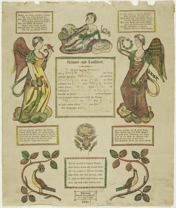 Framed Print : Birth and Baptism Certificate, 1814. Creator: Heinrich Ebner Framed Print : Birth and Baptism Certificate, 1814. Creator: Heinrich Ebner