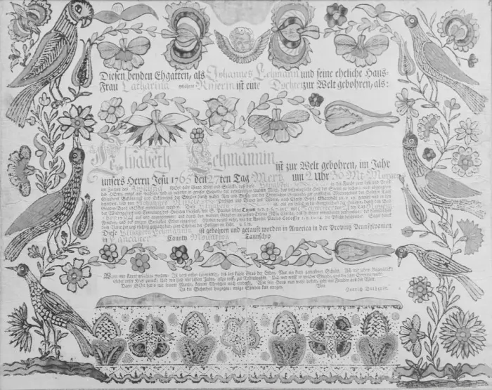Framed Print : Birth and Baptismal Certificate, 1784. Creator: Attributed to Henrich Dulhauer Framed Print : Birth and Baptismal Certificate, 1784. Creator: Attributed to Henrich Dulhauer