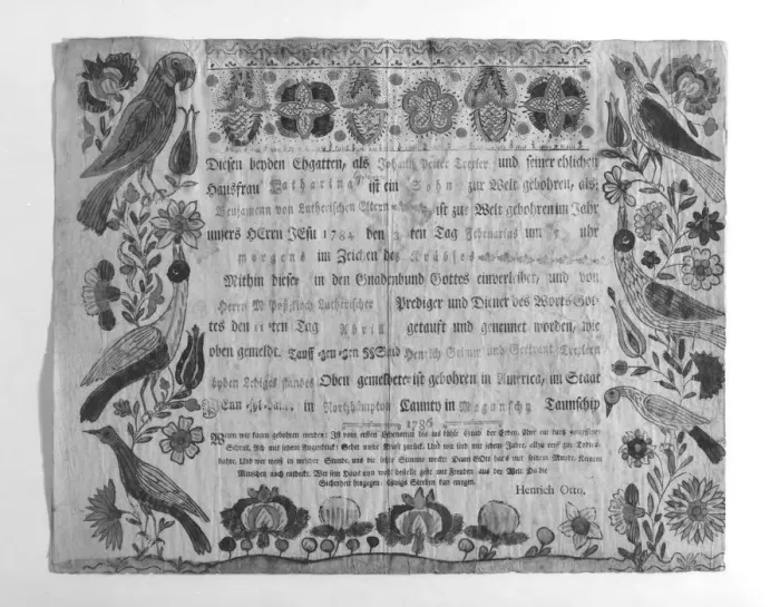Framed Print : Birth and baptismal certificate, 1786. Creator: Johann Heinrich Otto Framed Print : Birth and baptismal certificate, 1786. Creator: Johann Heinrich Otto
