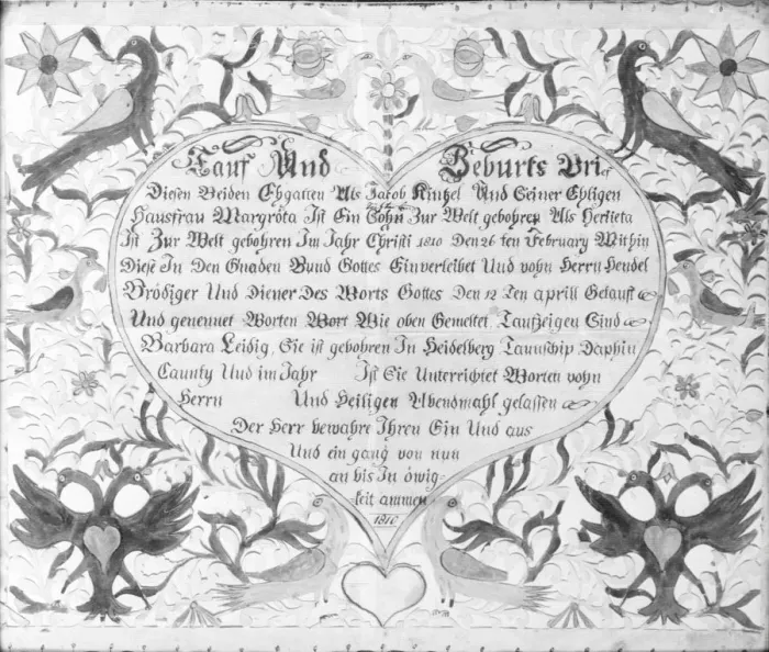 Framed Print : Birth and Baptismal Certificate, 1810. Creator: Unknown Framed Print : Birth and Baptismal Certificate, 1810. Creator: Unknown