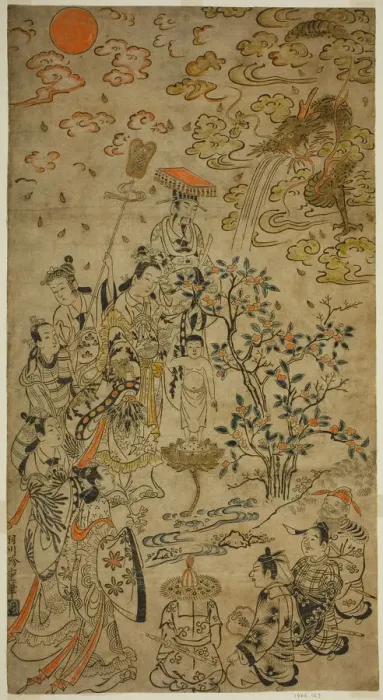 Framed Print : Birth of the Buddha, c. 1710. Creator: Hanekawa Chincho Framed Print : Birth of the Buddha, c. 1710. Creator: Hanekawa Chincho