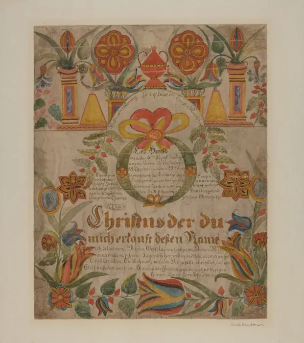 Framed Print : Birth Certificate, c. 1940. Creator: Charles Roadman Framed Print : Birth Certificate, c. 1940. Creator: Charles Roadman