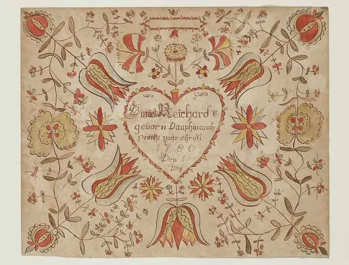 Framed Print : Birth Certificate for Daniel Reichard, 1780. Creator: Unknown Framed Print : Birth Certificate for Daniel Reichard, 1780. Creator: Unknown