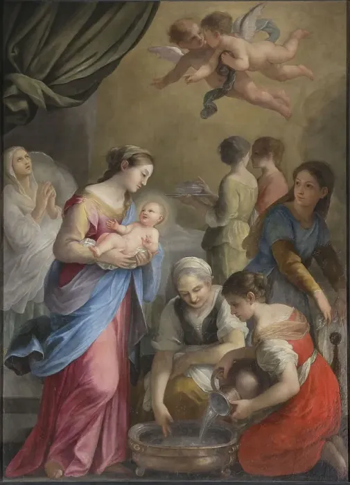 Framed Print : The birth of John the Baptist, 1675. Creator: Bricci, Plautilla (1616-1705) Framed Print : The birth of John the Baptist, 1675. Creator: Bricci, Plautilla (1616-1705)
