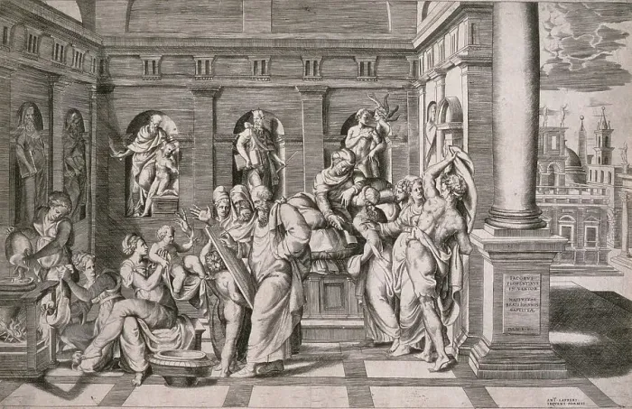 Framed Print : The Birth of John the Baptist, c1546. Creator: Giulio Bonasone Framed Print : The Birth of John the Baptist, c1546. Creator: Giulio Bonasone
