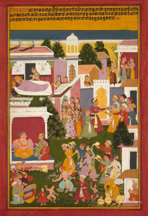 Framed Print : The Birth of Krishna, from a Sursagar of Surdas, c. 1700. Creator: Unknown Framed Print : The Birth of Krishna, from a Sursagar of Surdas, c. 1700. Creator: Unknown