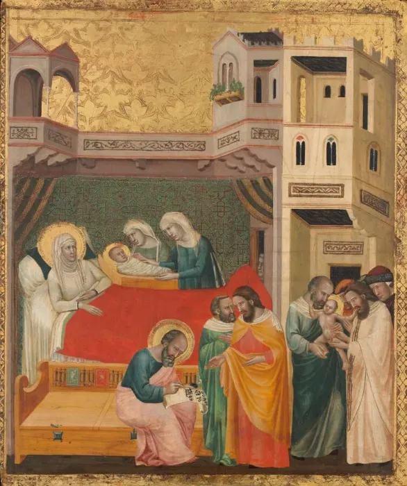 Framed Print : The Birth, Naming, and Circumcision of Saint John the Baptist, c. 1335 Framed Print : The Birth, Naming, and Circumcision of Saint John the Baptist, c. 1335