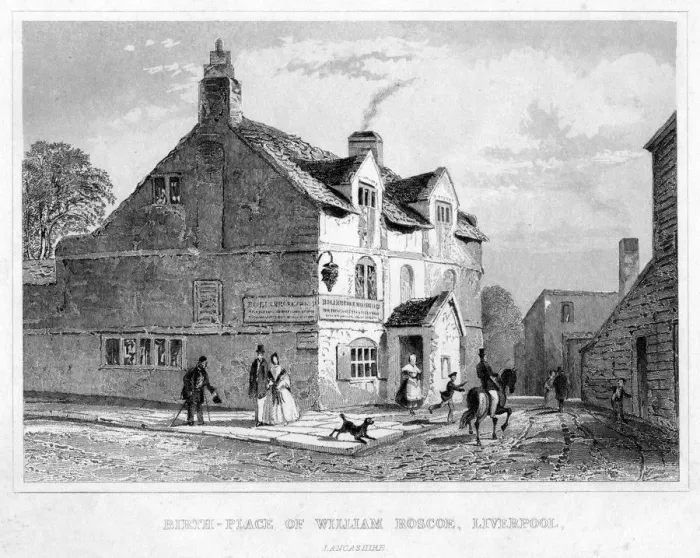 Framed Print : Birth-Place of William Roscoe, Liverpool, Lancashire, 19th century Framed Print : Birth-Place of William Roscoe, Liverpool, Lancashire, 19th century
