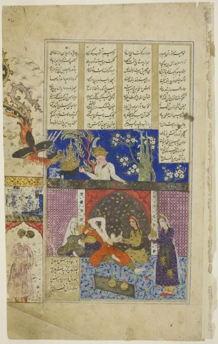 Framed Print : The Birth of Rustam, page from a copy of the Shahnama of Firdausi, Safavid dynasty Framed Print : The Birth of Rustam, page from a copy of the Shahnama of Firdausi, Safavid dynasty