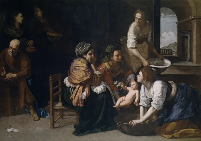 Framed Print : The Birth of Saint John the Baptist. Artist: Gentileschi, Artemisia (1598-1653) Framed Print : The Birth of Saint John the Baptist. Artist: Gentileschi, Artemisia (1598-1653)