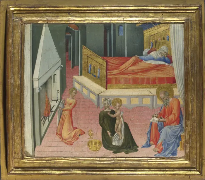Framed Print : The Birth of Saint John the Baptist (Predella Panel), 1454. Artist: Giovanni di Paolo (ca 1403-1482) Framed Print : The Birth of Saint John the Baptist (Predella Panel), 1454. Artist: Giovanni di Paolo (ca 1403-1482)