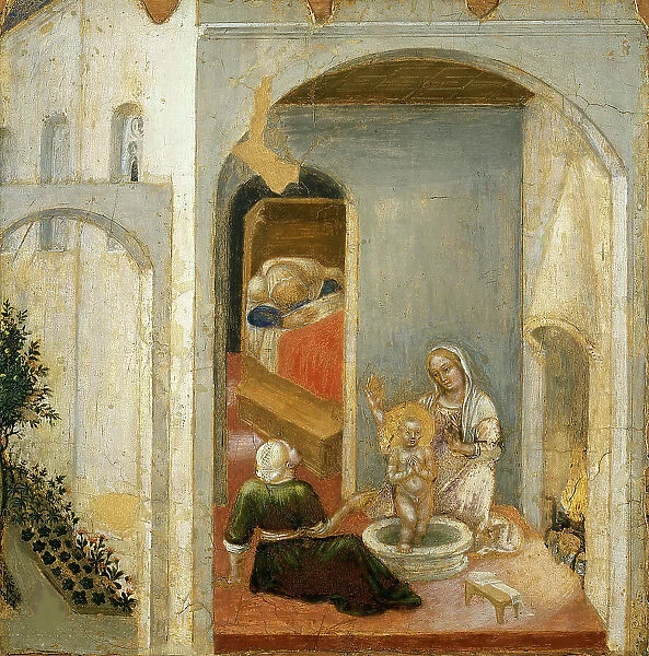 The Birth of Saint Nicholas (from the Polyptych Quartesi), 1425. Creator: Gentile da Fabriano (ca 1370-1427)