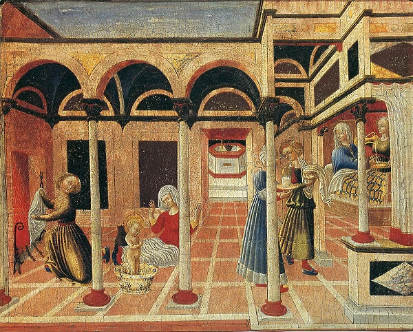 Birth of Saint Nicolas of Bari, 1430s. Artist: Pietro di Giovanni d Ambrogio (ca 1410-1449)