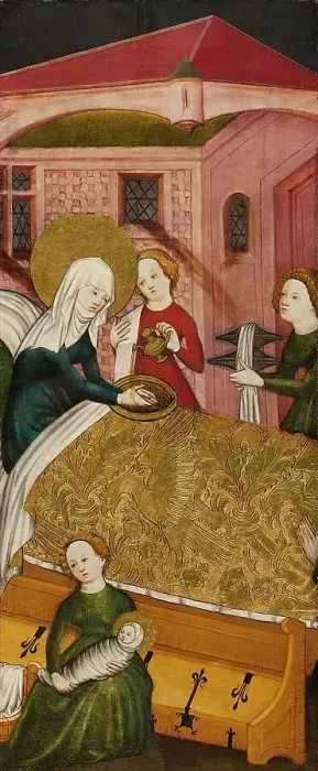 Framed Print : The Birth of the Virgin, 1430. Creator: Anon Framed Print : The Birth of the Virgin, 1430. Creator: Anon