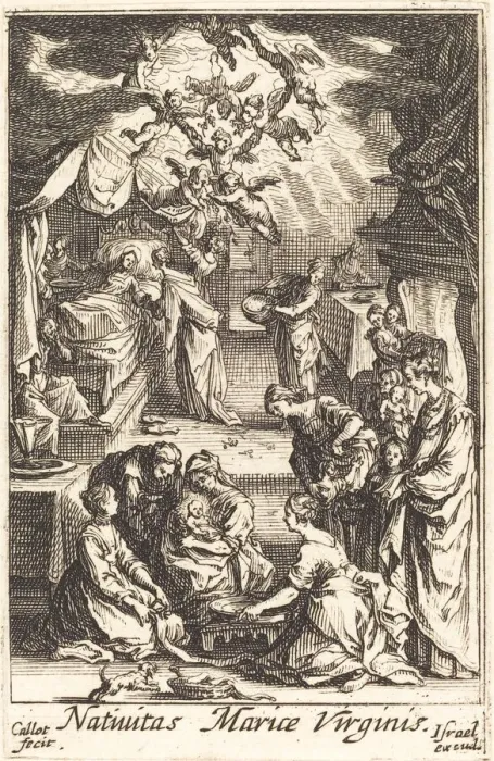 Framed Print : The Birth of the Virgin, in or after 1630. Creator: Jacques Callot Framed Print : The Birth of the Virgin, in or after 1630. Creator: Jacques Callot