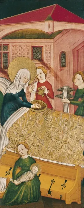 Framed Print : The Birth of the Virgin. Artist: Master of Konstanz (active ca 1430)