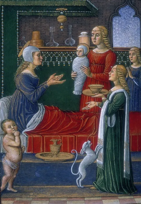 Framed Print : The Birth of the Virgin, end of the 15th century. Creator: Unknown Framed Print : The Birth of the Virgin, end of the 15th century. Creator: Unknown