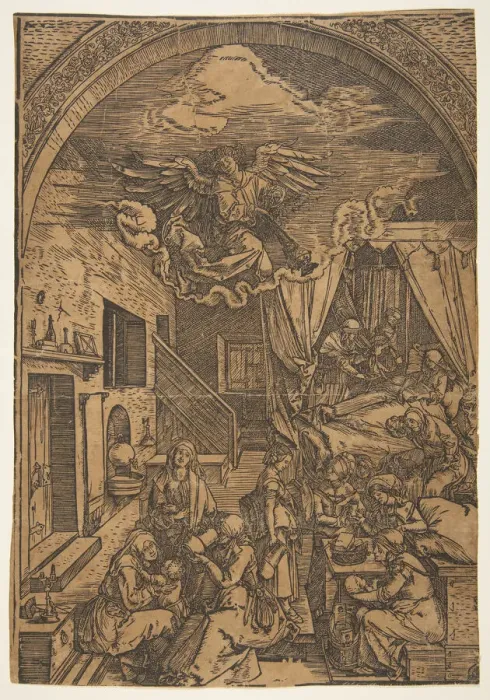 Framed Print : The Birth of the Virgin, from The Life of the Virgin (copy). n. d. Creator: Unknown Framed Print : The Birth of the Virgin, from The Life of the Virgin (copy). n. d. Creator: Unknown
