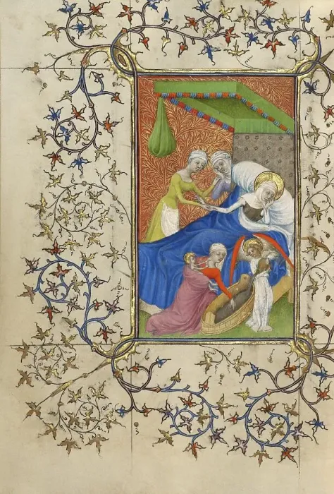 Framed Print : The Birth of the Virgin; The Nativity of the Virgin; Book of Hours, about 1410. Creator: Pseudo-Jacquemart de Hesdin Framed Print : The Birth of the Virgin; The Nativity of the Virgin; Book of Hours, about 1410. Creator: Pseudo-Jacquemart de Hesdin