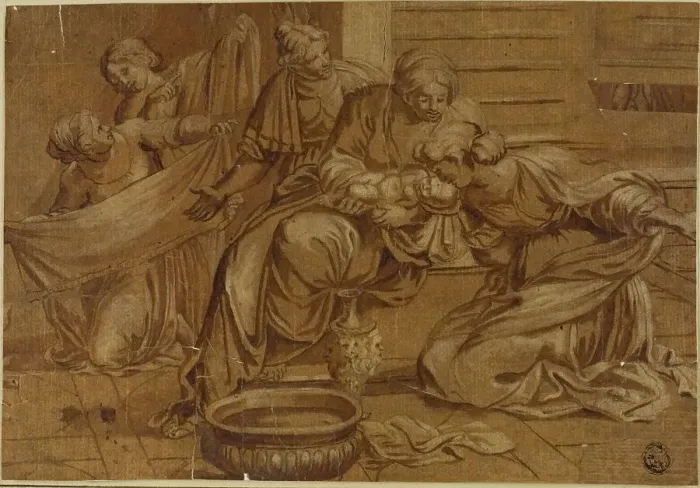Framed Print : Birth of the Virgin, n.d. Creator: Domenichino Framed Print : Birth of the Virgin, n.d. Creator: Domenichino