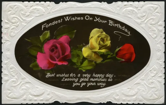 Framed Print : Birthday card, c1900-1939(?) Framed Print : Birthday card, c1900-1939(?)