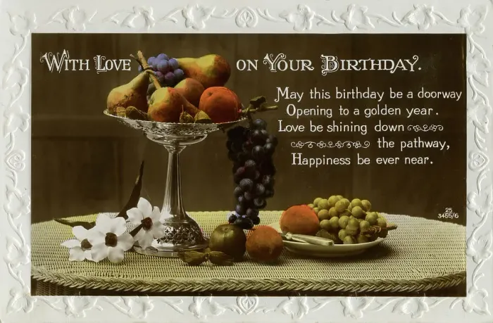 Framed Print : Birthday card, c1931 Framed Print : Birthday card, c1931