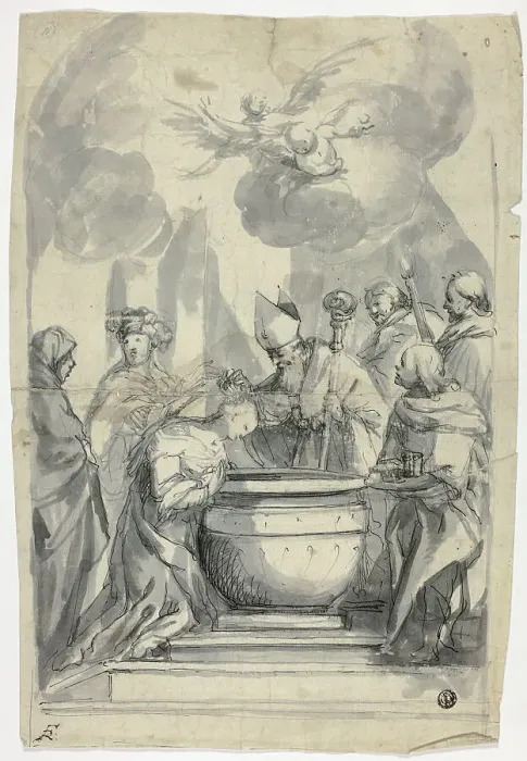 Framed Print : Bishop Annointing Female Saint, n.d. Creator: Unknown Framed Print : Bishop Annointing Female Saint, n.d. Creator: Unknown
