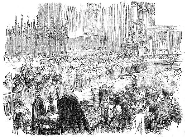 The Bishop of Bath and Wells (Lord Auckland) preaching the Thanks-Giving Sermon, in Westminster Abbe Creator: Unknown