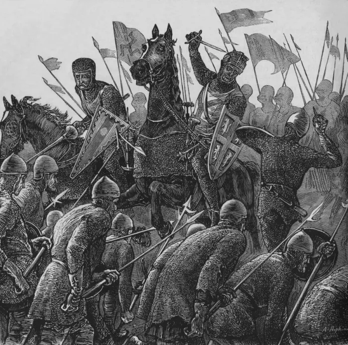 Framed Print : The Bishop of Durhams Charge at Falkirk, 22 July 1298, (c1880)